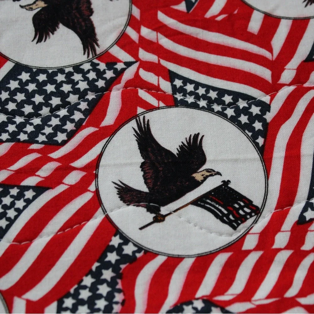 Handmade Red White Blue Patriotic July 4th American Flags Quilted Placemats OS
